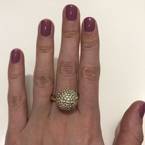 Pave gold ball ring